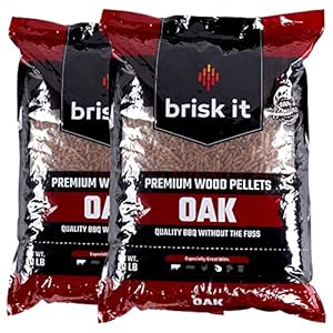 Brisk It Premium 100% All-Natural Wood Pellets – Oak, Perfect for Pellet Smokers Outdoor Grills, Smoky Wood-Fired Flavor, 2 Packs, Total 40 lbs
