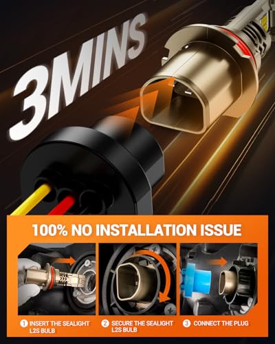 Image of SEALIGHT 9007 Light Bulb, 1000% Brighter 6500K White 9007 LED Lights, 70000Hrs Long Lifespan with Cooling Fan, 3 Min Plug-N-Play, No Adapter Need, Pack of 2