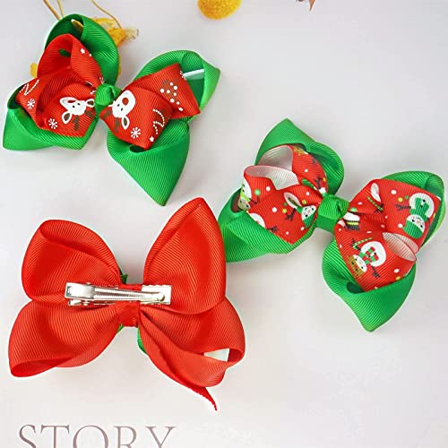 8 Pcs Christmas Hair Bows For Girls Baby Toddler Hair Clips 4'' Large Hair Bows Double Layers Grosgrain Ribbon Hair Bows Barrettes Christmas Hair Accessories For Girls #TOP7