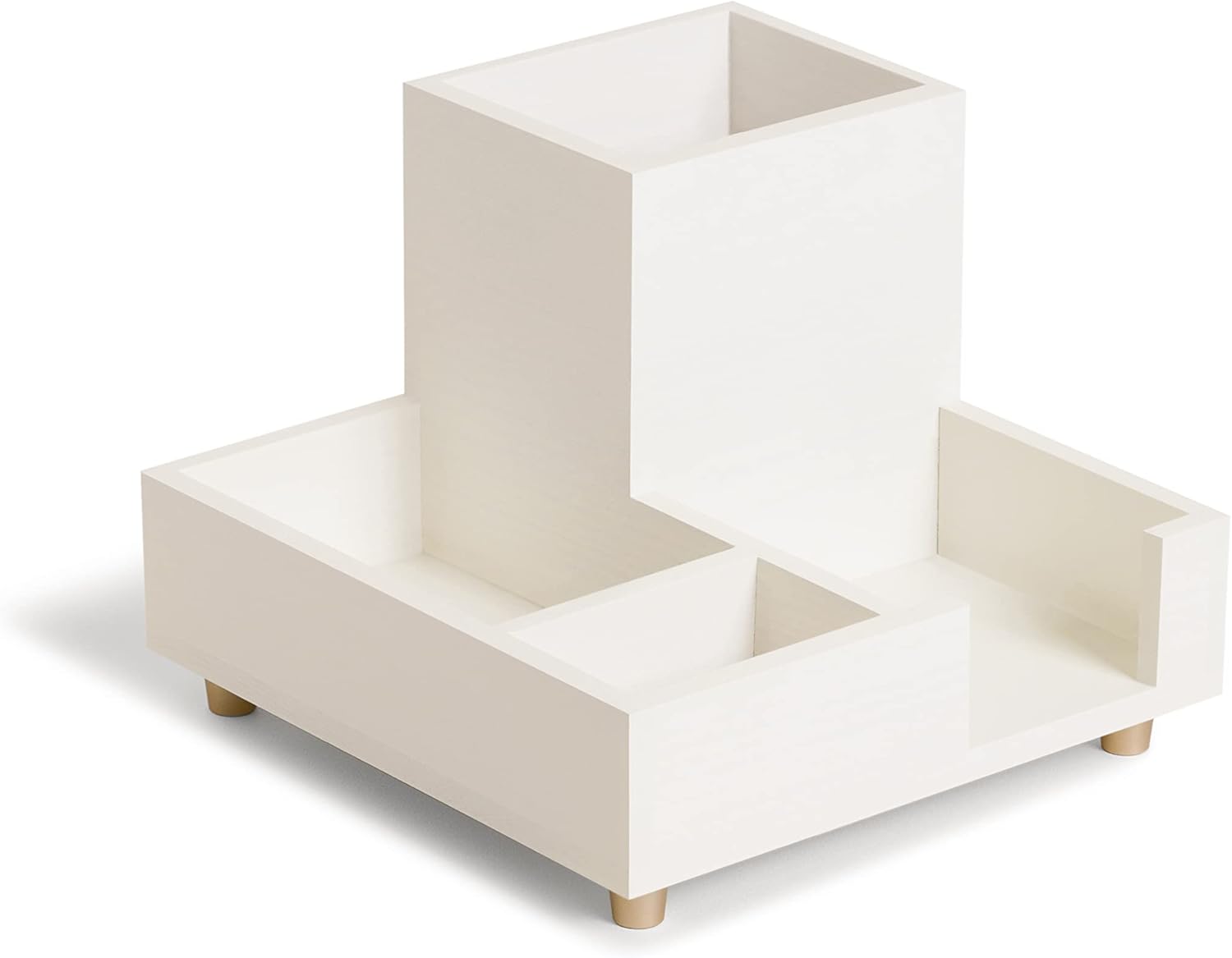 U Brands Juliet Compartment Cup, Office Organization Supplies, White and Gold, 1 Count