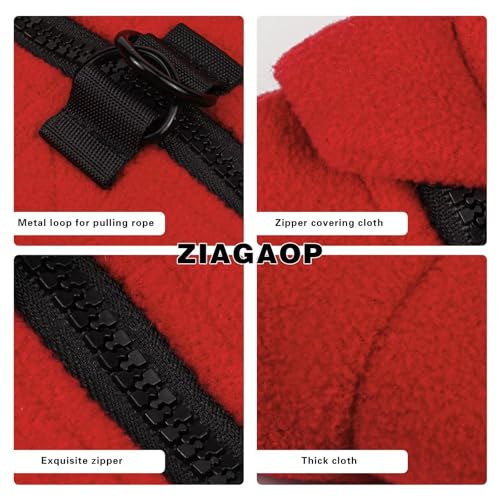 Image of Soft & Comfortable Dog Jacket - Cozy Zip-Up Sweater Vest with Leash Hook, Easy-On Pet Coat for Walks, Outdoor Play, and Everyday Adventures. Red M