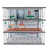 kivcmds Model Car Display Case 1:24 Scale Diecast Diorama Garage with Lights for Lego Alloy Car Collectibles Wood Storage Shelf,3 Tiers of 12 Parking Spaces