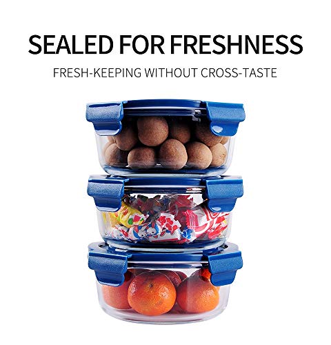 Image of STAR WORK 650 ml Round Glass Meal Prep Containers, Food Storage Containers with Lids Airtight, Glass Lunch Boxes, Microwave, Oven, Go & Freezer-to-Oven-Safe Food Containers Pack of (4)