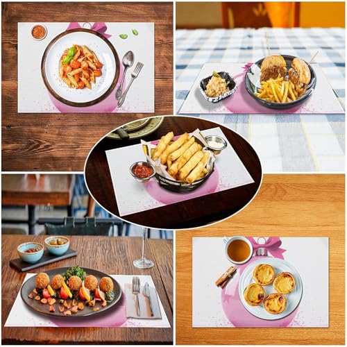 Set de table Noël rose en vinyle tissé durable de qualité premium