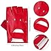 Men Fingerless PU Leather Gloves Driving Steampunk Gothic Half Finger Mittens Motorcycle Glove Outdoor Sport Costume (Red, One Size)
