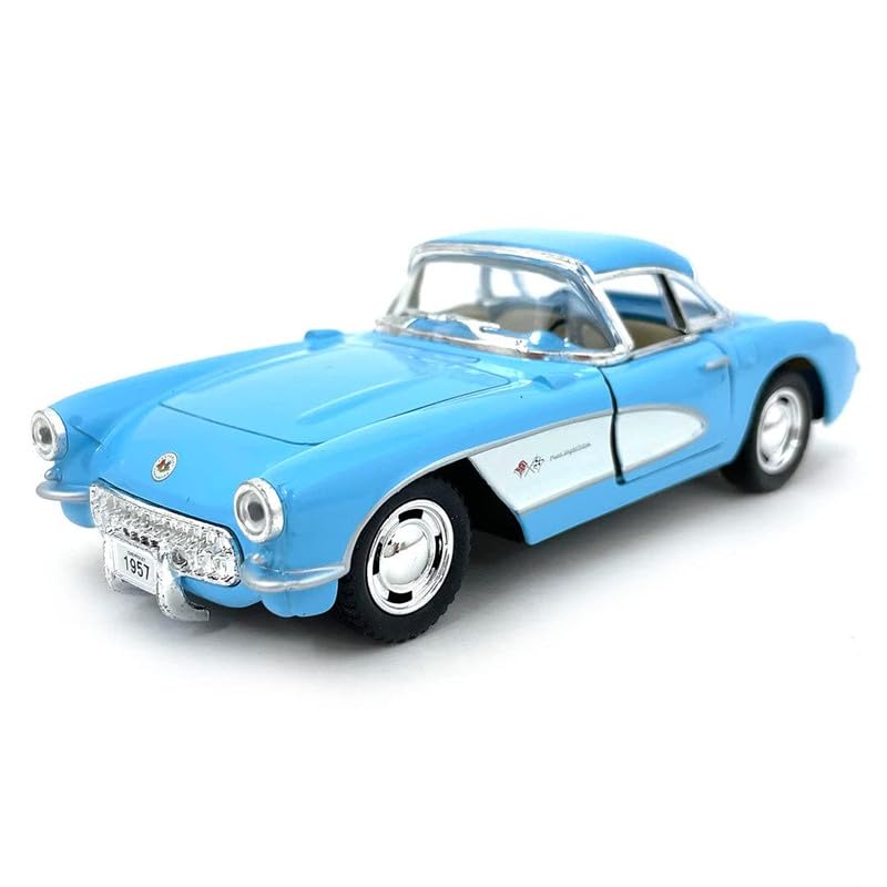2024 Kins Mart* 1957 Chevrolet* Corvette 1:34 Scale Model Openable Doors & Pull Back Car Ages 3 Years & Above (Blue)