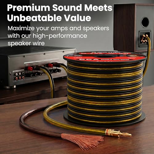 Cable de altavoz de calibre 18 GEARit de 100 pies CCA negro y amarillo 7