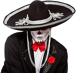 Wicked Costumes Adult Black Sombrero Hat Fancy Dress Accessory Day Of The Dead Mexican Amigo New