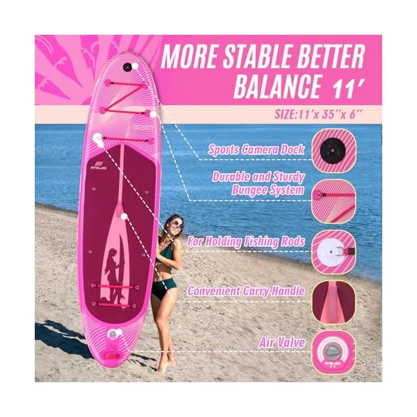 FIVELAKE Inflatable Stand Up Paddle Board - 11'x35''x6'' Comes with Premium Single Paddle Board Accessories, Non-Slip Comfort Deck, Paddle Boards for Adults - Image 3