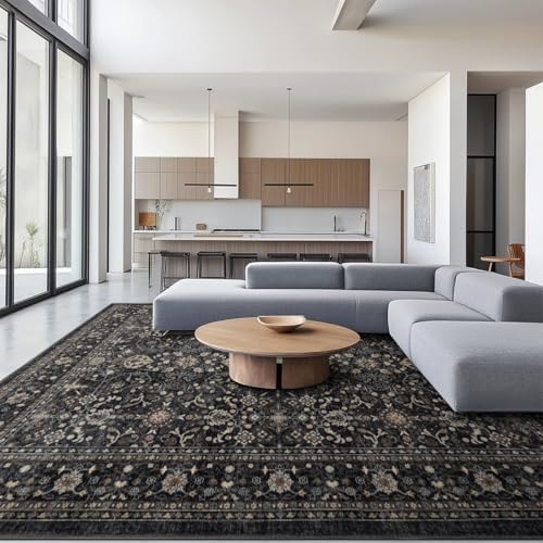 Area Rug Non Slip Machine Washable Ultra Soft Living Room/Bedroom/Kitchen/Outdoor/Classroom Dark Gray, 8'×10'