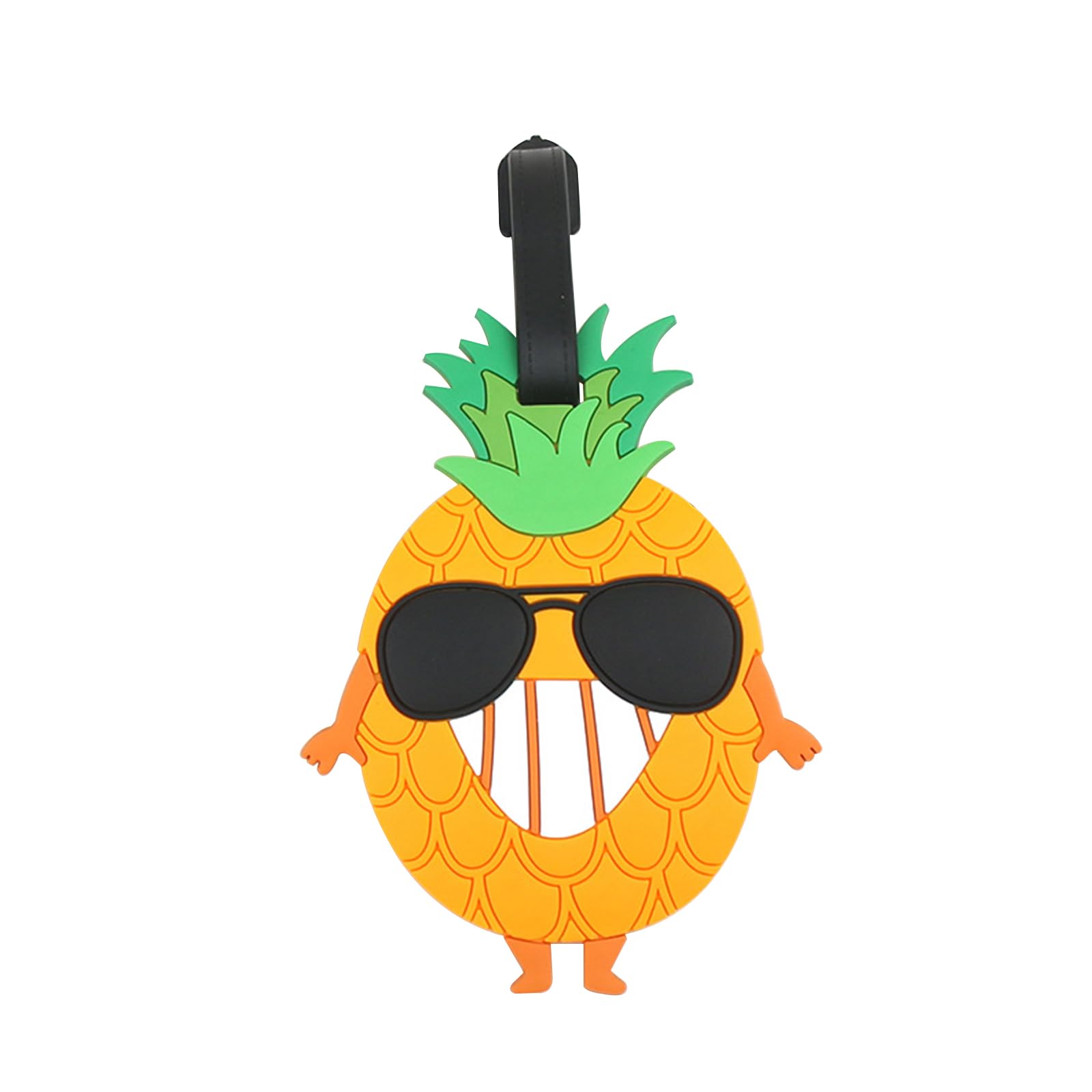 Cute Silicone Luggage Tag for Women Men Unique Travel Bag Tags Funny Colorful Identifier Suitcase Label (Sunglasses Pineapple)