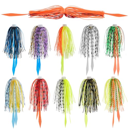 Silicone Jig Skirts Replacement 10/20pcs Bass Fishing Jigs Soft Lures Multi-Color DIY Fishing Lures Skirt for Spinnerbaits Buzzbaits Jig Spoons & Blade Baits