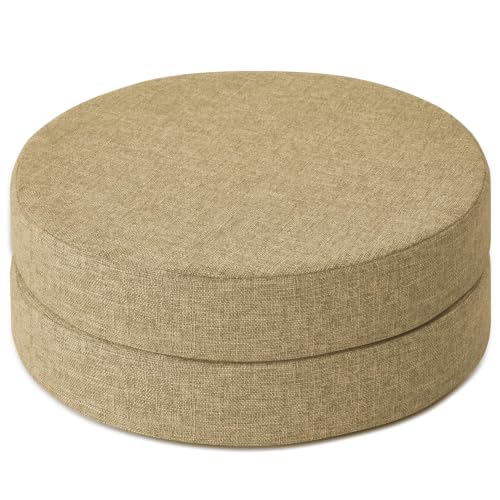 AddGrace 2.5" Thick Non Slip Round Chair Pad Set of 2, 16", Beige