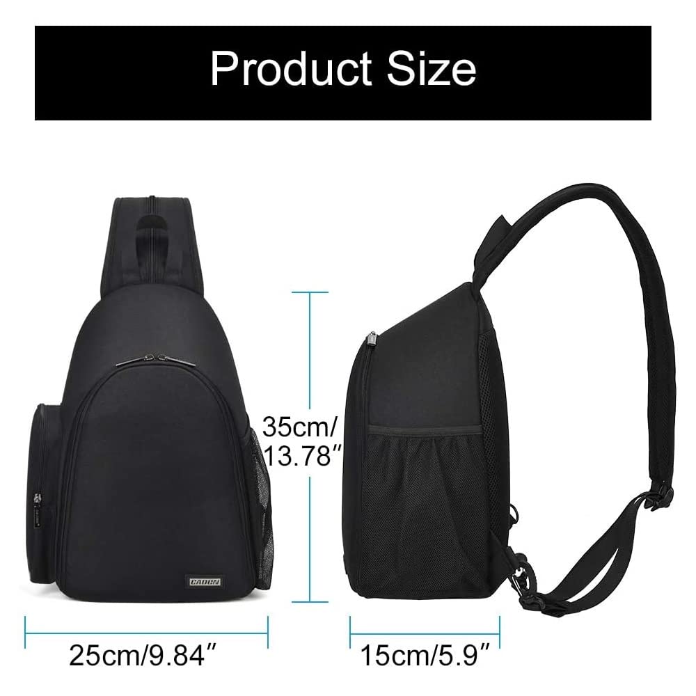 Zaino per fotocamera DSLR, nero, impermeabile, con tracolla per treppiede, per fotocamera Canon EOS R100 con obiettivo RF-S 18-45 mm f/4.5-6.3 IS STM, Nero , Taglia unica