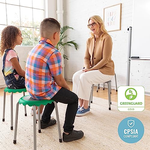 Image of ECR4Kids Daisy Stackable Stool with Glides Seating Set, Flexible Seating, Emerald, 8-Piece