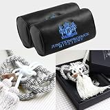 W-POWER 2PCS Junction Produce JDM Car Neck Pillow Headrest Black + VIP Charm Fusa Kiku JP Knot Kin Tsuna Rope for Rear View Mirror Decor Window Pendent Set (Blue - SW)
