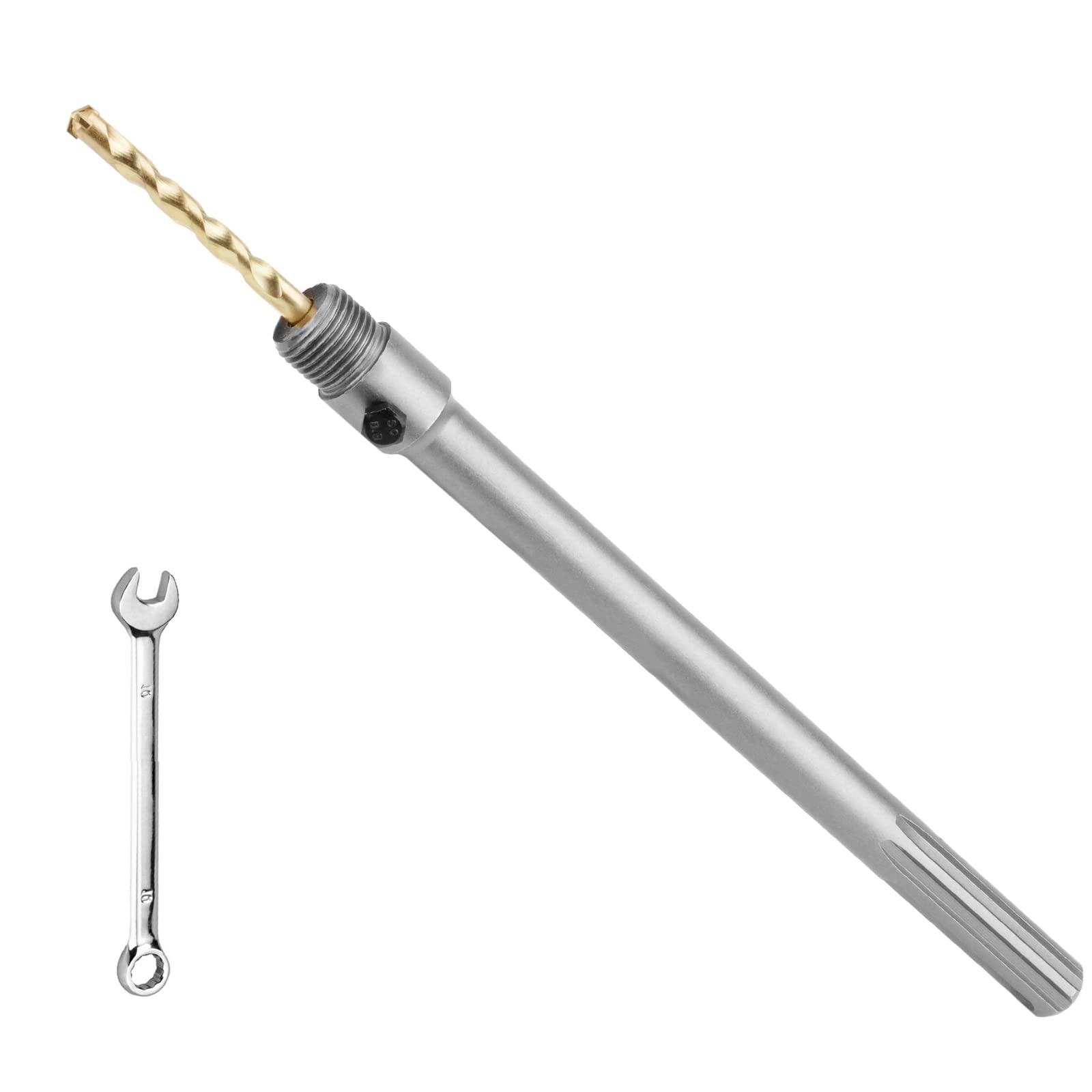 SDS MAX gambo di prolunga gambo di attacco per corone di perforazione, 600 mm di lunghezza, con filettatura M22, include punta di centraggio