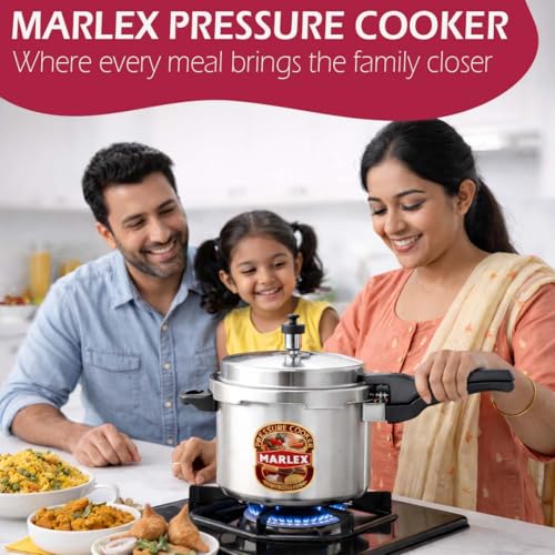 Image of Marlex Deluxe 7.5 Litre Outer Lid Aluminum Pressure Cooker | Gas Stovetop Compatible Cooker, Non Induction Base, Metallic Safety Plug, ISI Certified | Silver - 5 Years Warranty