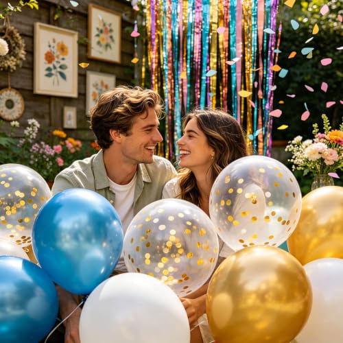 Image of 100pcs Gold Confetti Balloons 12 inch | Gold Confetti balloon for Balloon Garland or Arch, Graduation Birthday Wedding, Engagement, New Years Party Decorations