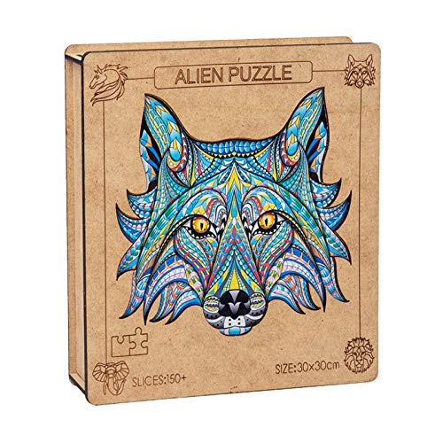 DIY Puzzle Irregular Stereo Wooden Shaped Animal Puzzle (Wolf Jigsaw Puzzle)