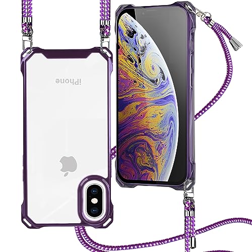 iPhone XS Max ケース クリア ショルダー iphone xs max ケース クリア PC背面 軽量 TPUバンパー アイフォンXS Max ケース 透明 肩掛け 斜めかけ 耐衝撃 全面保護 薄型 韓国 可愛い 縄掛け 縦/横 2WAY 調節