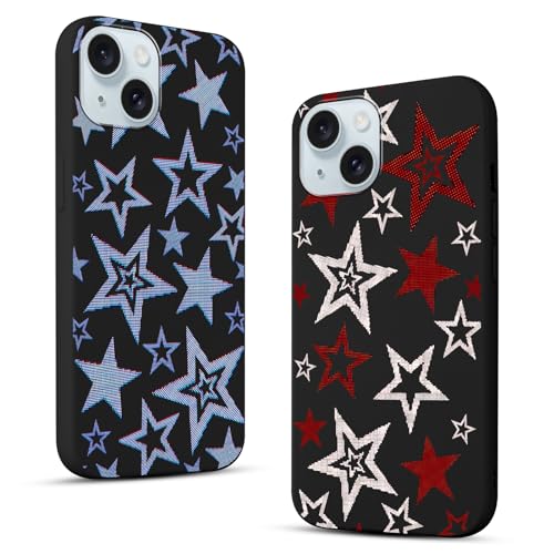 Zrutru 2 Pack Cute Star Phone Case for iPhone 15 6.1