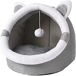 Toca Barraca Iglu Para Gatos e Cachorros Pequenos - Cama Caverna de Veludo com Almofada Removível e Lavável
