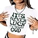 Hilinker Womens Short Sleeve Graphic Crop Tops Vintage Tees Summer Cute T Shirts White Green Letter GOD Large