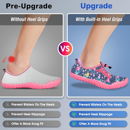Image of Built-in Heel Grips Water Shoes for Kids Girls Boys Hiking Wide Barefoot Swim Beach Pool Big Kid