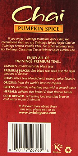 Image of Twinings of London Pumpkin Spice Chai Tea Bags, 20 Count (Pack of 2)