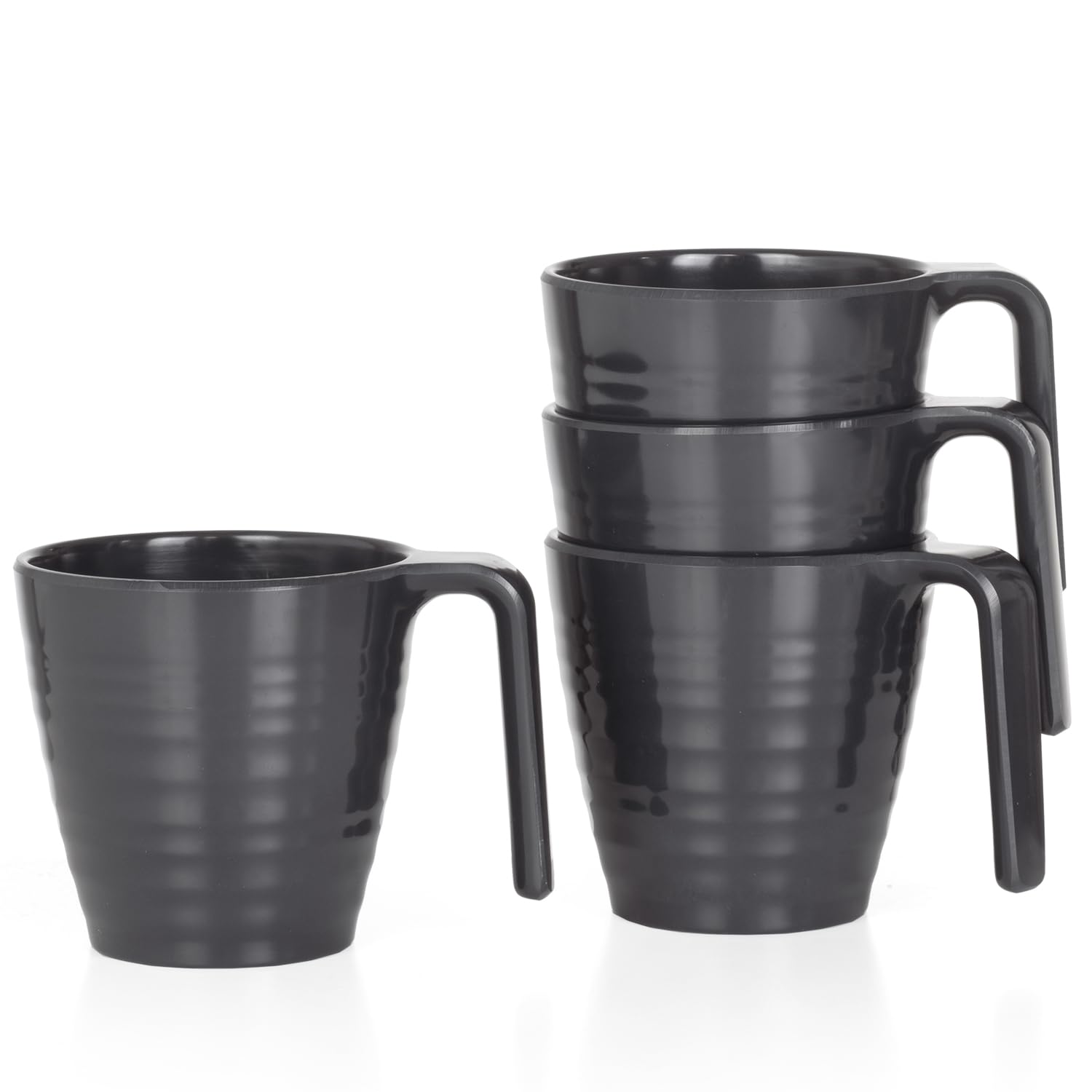 Juego de vajilla de melamina para camping, 4 personas, color azul piedra + 4 tazas de piedra tazas de café, vajilla de pícnic, barbacoa