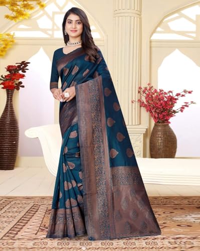 Image of Yashika Women Banarasi Kanjivaram Silk Saree Set with Blouse |saree for Women | Saree | New Sari