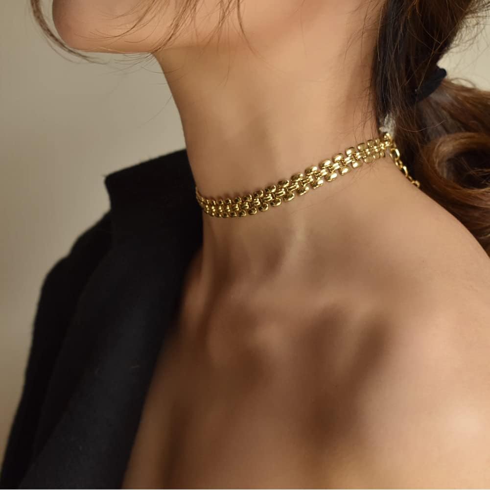 CLASSYZINT Gold Chunky Choker Necklace Large Wide Chain Short Chokers For Women Girls - Image 2