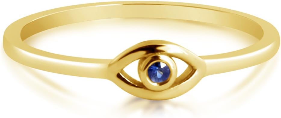 Evil Eye Ring 14k Yellow Gold Blue Sapphire Ring