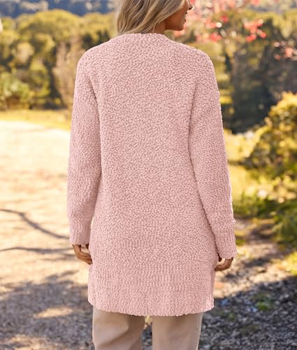 Image of MEROKEETY Women's Long Sleeve Soft Chunky Knit Sweater Open Front Cardigans Outwear Coat