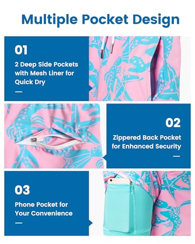 Image of maamgic Mens Swim Trunks with Compression Liner 7 Inch Inseam Mens Bathing Suit Quick Dry Swimming Trunks Swimsuit