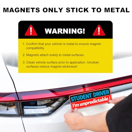 Image of KVAEY 3 PCS Student Driver Magnet for Car, Clear Visible Reflective Magnetic Sticker Set, Removable Funny Weather Resistant Novice Rookie Safety Attention Sign for Bumper & Windows (Blue)