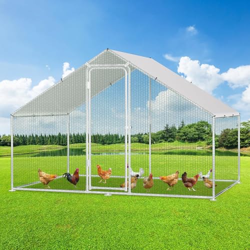 Izrielar XL Hühnerstall Freilaufgehege mit Sicherheitsschloss und Wasserdichtes PE-Farbtuch, Viel Platz für Hühner, Kaninchen und weitere Kleintiere, Stabilem Stahlrahmen, 3x2x2m Izrielar XL Hühnerstall Freilaufgehege mit Sicherheitsschloss und Wasserdichtes PE-Farbtuch, Viel Platz für Hühner, Kaninchen und weitere Kleintiere, Stabilem Stahlrahmen, 3x2x2m