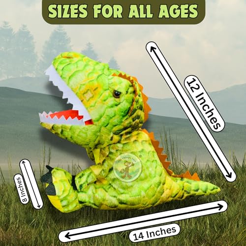 Image of Tyrannosaurus Dinosaur Hand Puppets for Kids Learning | Soft Plush Hand Puppet Toys for Storytelling, Role Play & Interactive Teaching | Educational Toys for Kids, Toddlers & Preschool