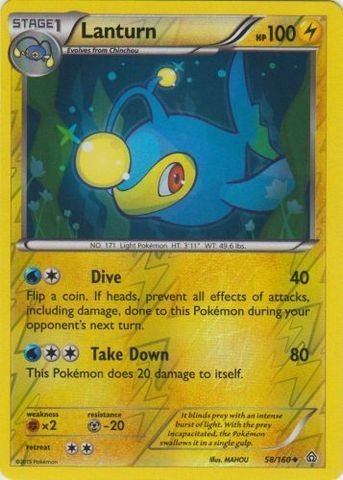 Pokemon - Lanturn (58/160) - XY Primal Clash - Reverse Holo by Pokemon USA, Inc.