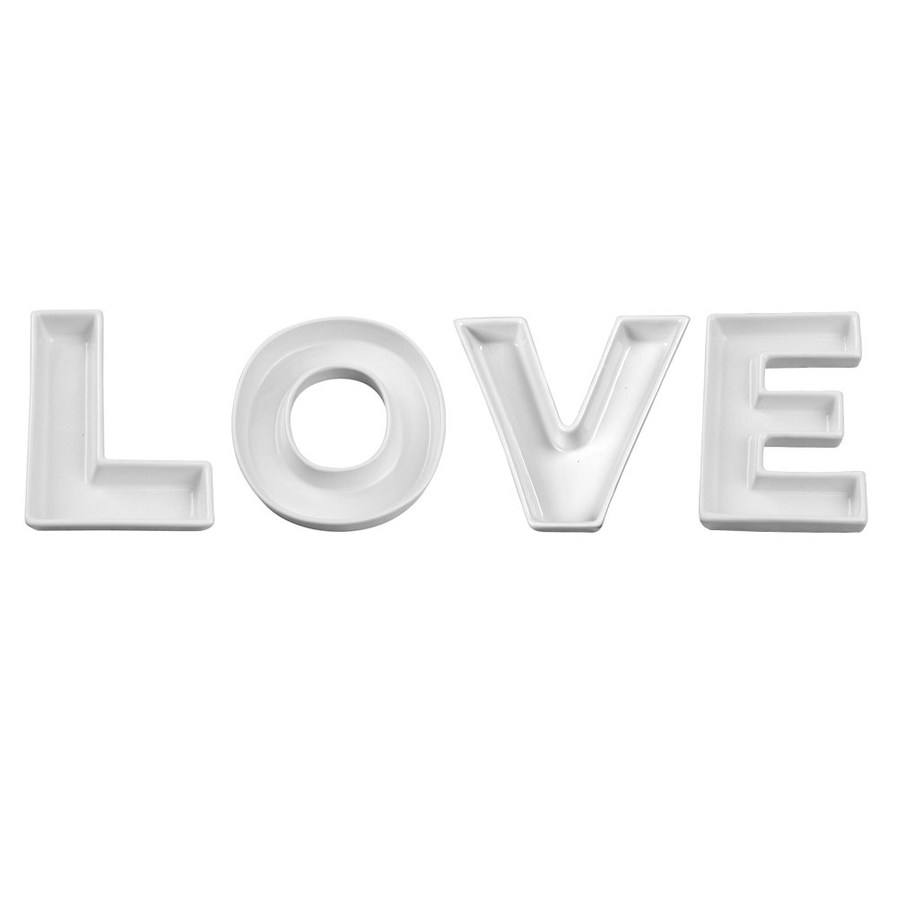 Ivy Lane Design Decorative Ceramic Dish Set, Love, 4 Piece