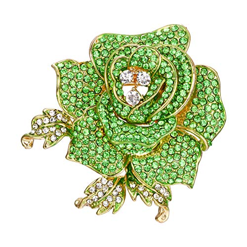 Image of EVER FAITH Women's Austrian Crystal Blooming Beautiful Rose Flower Brooch