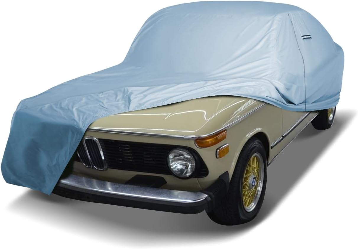 iCarCover Premium Car Cover for 1966-1976 BMW 2002, 2002Ti, 2002Tii 02 Series Heavy Duty Waterproof All-Weather Automobiles Custom Fit Indoor Outdoor UV Snow Protection Covers with Straps and Bag