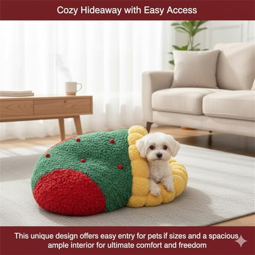 Cama para gatos con diseño de árbol de Navidad cueva triangular extraíble y lavable talla M 5