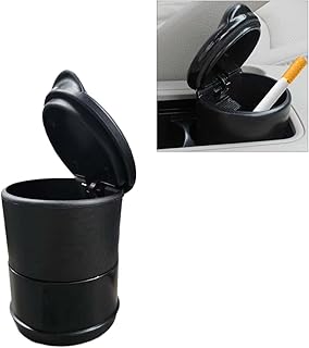Car Ashtray with Lid, Portable Self-Extinguishing Smokeless Cigarette Ashtray, Mini Detachable Trash Can Organizer, Smell Proof Windproof Ashtrays Cup Holder for Car, Office, Home (1PC)