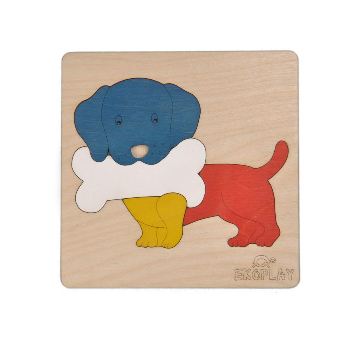 EKOPLAY’s Wooden Puzzles for Kids, 4 Piece Jigsaw Puzzle for Pre-School Kids, Learning Educational Toys Gifts for Boys Girls. Animal Puzzles Sets,