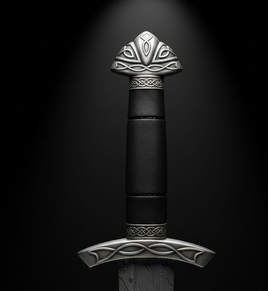 Viking Sword – Real Damascus Steel Battle-Ready Northman Swords | Handmade Functional Viking Sword Prop | Gift for Him, Prop Tools with Origional Leather Scabbard