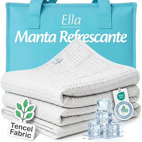 Ella Manta Refrescante - Manta Fría de Verano 135x200 cm, 100% Tencel, Certificado Oeko-Tex, para Sofás y Cama, Cooling Blanket Transpirable, Ligera y Suave