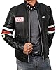 Fashion_First House MD Rtai Sports Motorcyle Leather Jacket Mens Red Striped Black Leather Racing Jacket Motorbike Leathers #2