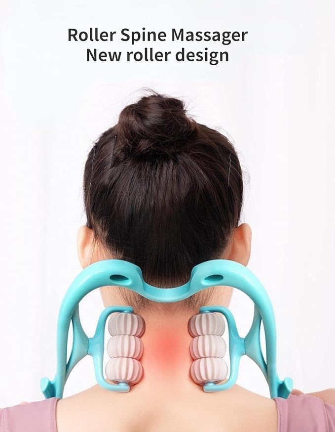 Miniatura 6 de Herramienta masajeadora de cuello de mano de 360 con 6 ruedas para aliviar el dolor, masajeador manual de punto de activación de tejido profundo